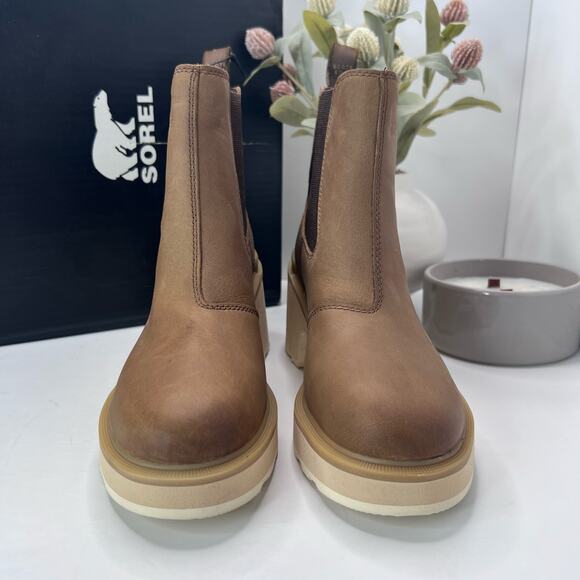 New Sorel Hi-Line Chelsea Heel Boots Umber, Ceramic NL4874-261 Women 7 NWB - Picture 6 of 11
